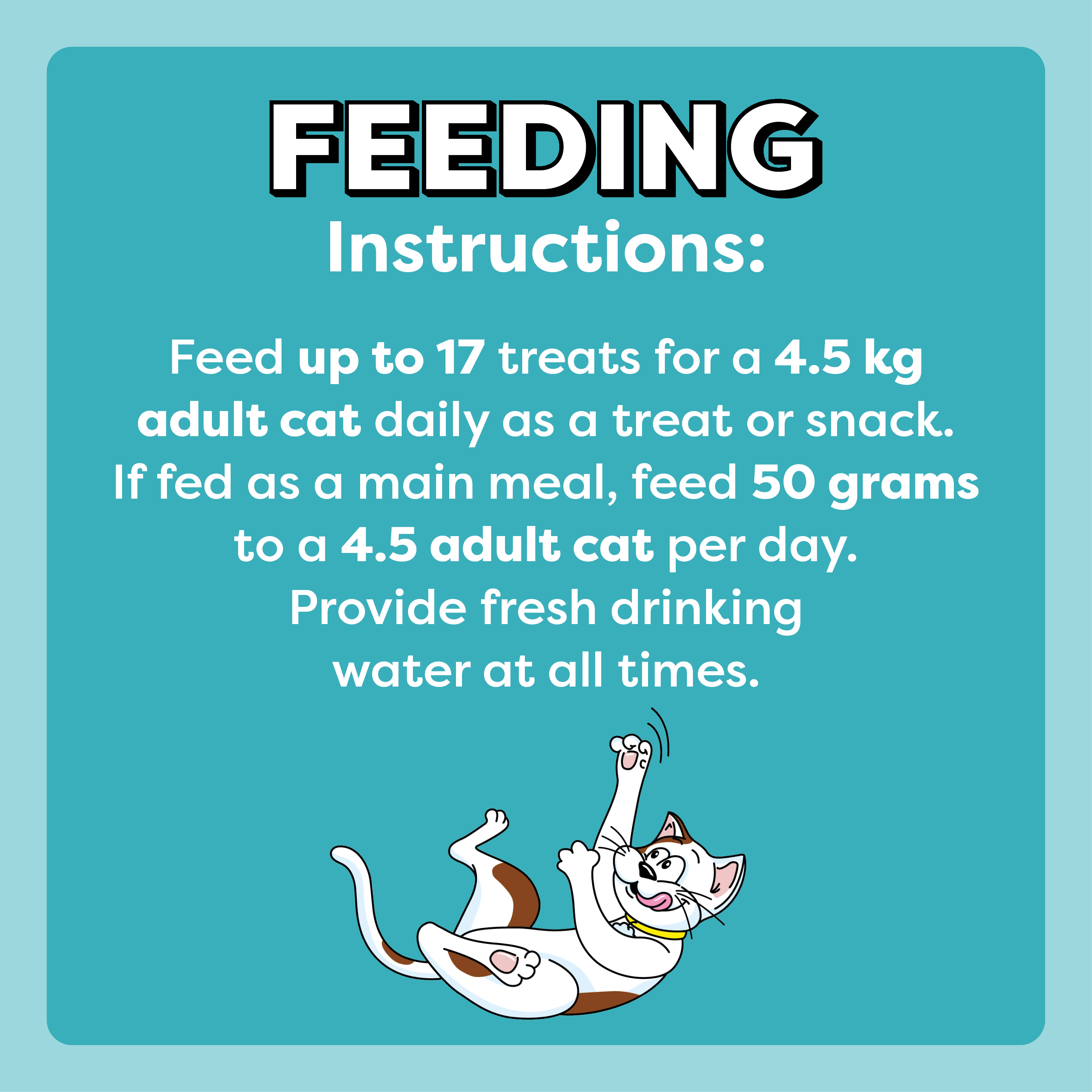 TEMPTATIONS™ MixUps Cat Treat Tuna, Salmon & Shrimp 180g feeding guidelines image