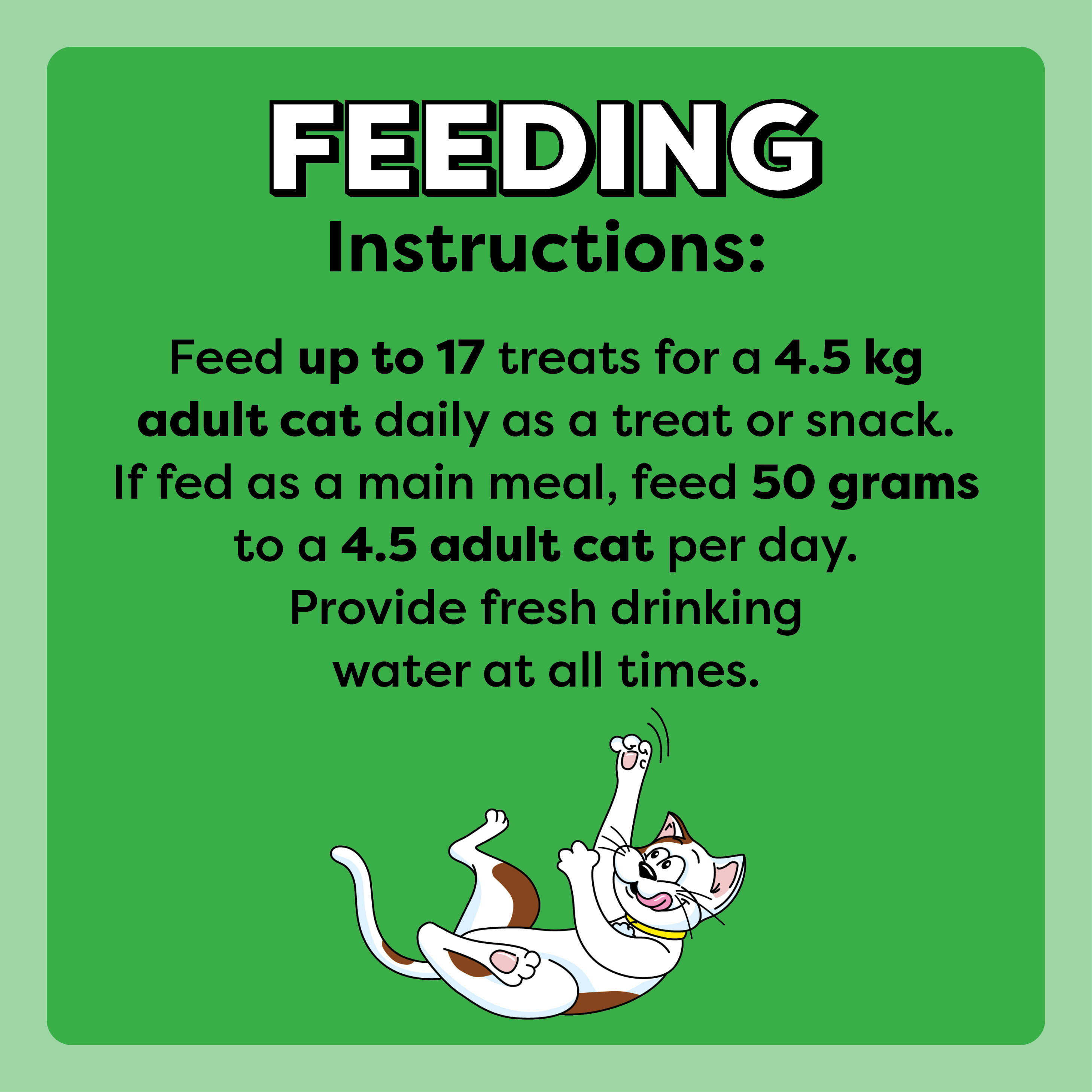 TEMPTATIONS™ MixUps Cat Treat Catnip, Chicken & Cheddar 350g feeding guidelines image